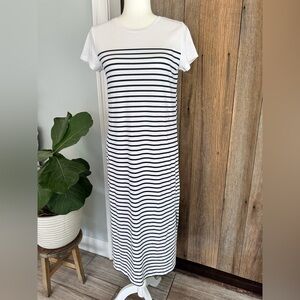 Vineyard Vines Women’s Maxi Long Midi Dress Navy Blue White Striped Slits XS NEW